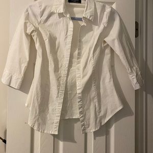 3/4 length sleeve white button down